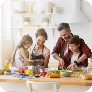 Family budgeting in kitchen